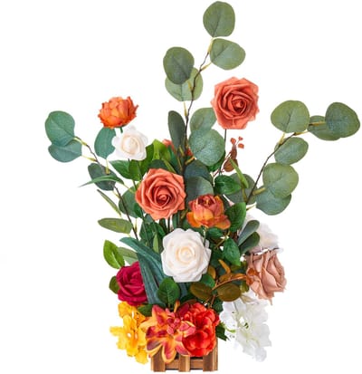 17,5-Inch Lange Faux Bloemendecoraties, 4 PCS, voor Bruilofts Gangpad, Oranje Centerpieces voor Ceremonie, Receptie, Feest en Buitendecoratie