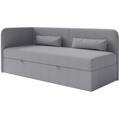 Jeugdbed Cambrils chenille links 90 x 200 cm met opbergruimte | NADUVI Collection