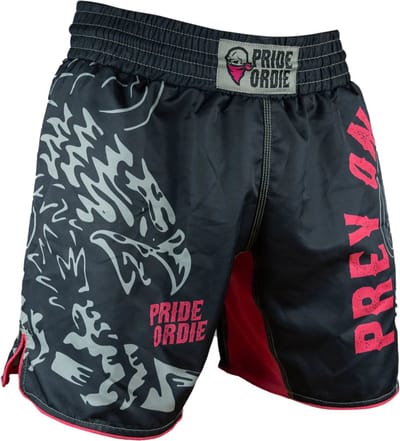 PRiDE of DiE Fightshorts Prey on the Strong Black Red - XXXL