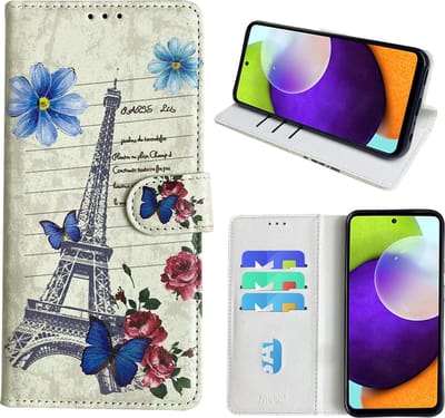 Hoesje geschikt voor Samsung Galaxy A52 Bookcase met Eiffel Toren /Parijs