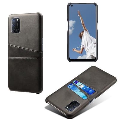 Back Cover met Opbergvakjes + PMMA Screenprotector voor OPPO A52 _ Zwart