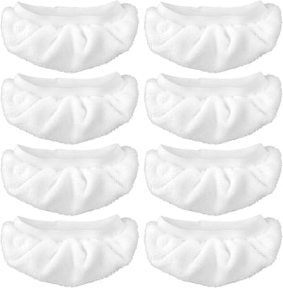 Set van 8 stoomreinigingsdoeken - Universele microvezelhoezen - Vervangende doeken voor stoomreinigers - Wasbaar - Herbruikbaar - Wit