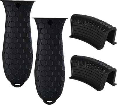 Dailygoods- Geïsoleerde Deksels - Thermische Isolatie - Siliconen - 2 Stuks - Antislip - Geschikt voor Potten/Ketels - Zwart - Potdeksels