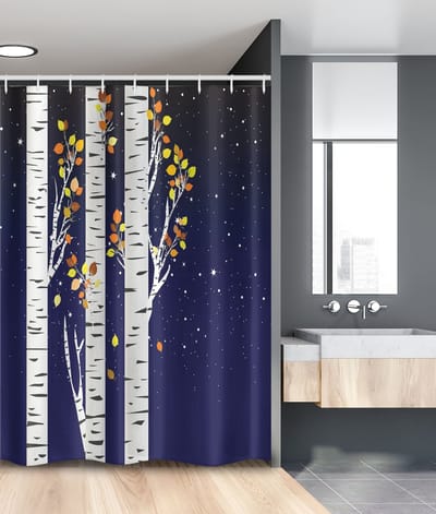 New Bed, Herfst Berkebomen met Loof, Douchegordijn Badkamer Decor Set met Haakjes, 120 cm B 180 cm L