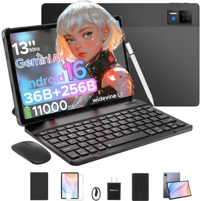 DOOGEE U13 Tablet PC Android 16 13'' FHD+ Scherm 32GB RAM 256GB ROM 11000mAh Grote Batterij 7,5mm Ultradunne Gemini AI Smart Pad VIP Edition Gray