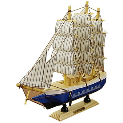 Modèle de Voilier en Bois 24CM Décoration Nautique Thème Cadeau Maison Bureau beige