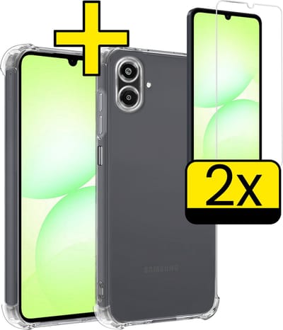 Hoesje - Met Screenprotector - 2 Stuks - Geschikt voor Samsung Galaxy A07 - Sterk & Shockproof - Siliconen Case - Back Cover - Telefoon Hoes - Shock Proof - Telefoonhoesjes - Transparant
