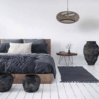 Anne Lighting - hanglamp - Maze - zwart - bamboe hout - Ø 60cm - E27 - 7506ZW