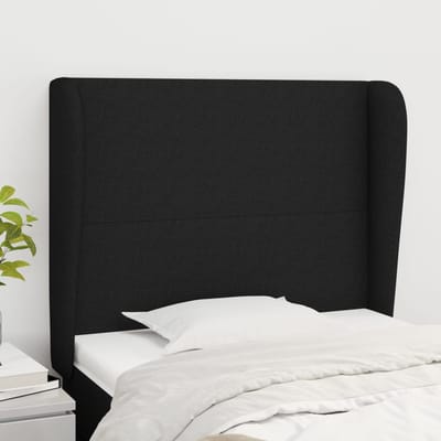 vidaXL - Hoofdbord - met - randen - 83x23x118/128 - cm - stof - zwart