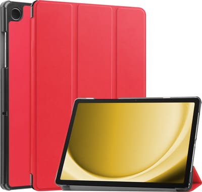 Hoes - Geschikt voor Samsung Galaxy Tab A9 Plus - Dun & Stevig - Trifold Bookcase - Hard Cover - Hardcover Book Case - Tablet Hoesje - Rood