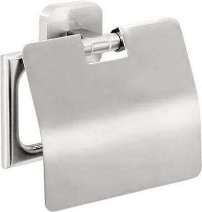 tesa® Esteetic toiletrolhouder met deksel, zelfklevend, roestvrijstalen look