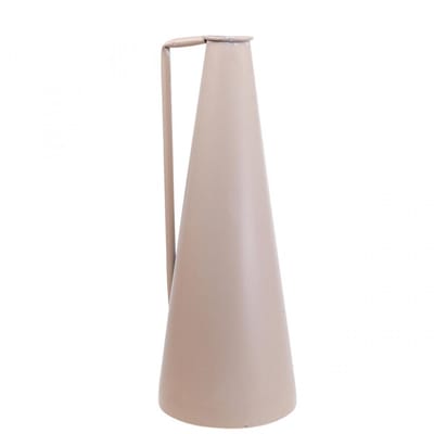 Decoratieve metalen vaas, sierkan, roze, conisch, vintage bloemenvaas,