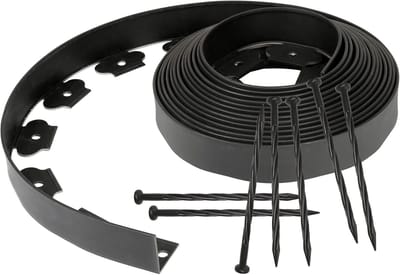 Flexibele gazonrand - Tuinomranding kunststof - Tuinieren borders maken - Inclusief 30 grondankers - 10 meter 5 cm hoog - Zwart
