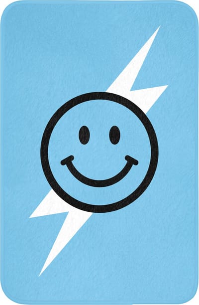 WC mat 40x60 cm - Antislip - Smiley - Blauw - Bliksem - Toiletmat - Vloermat - Douchemat - Toilet tapijt - Toiletmatten