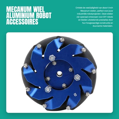 Dailygoods - Mecanum Wiel Aluminium - Robot Accessoires - Sterke Impactweerstand - 4 Inch - TPU Rubber Rollen - Voor DIY Robot Projecten - Universeel