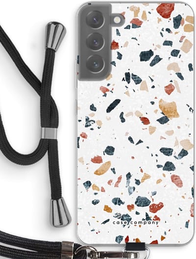 Case Company® - Hoesje met koord geschikt voor Samsung Galaxy S22 Plus hoesje met Koord - Terrazzo N°4 - Telefoonhoesje met Zwart Koord - Bescherming aan alle Kanten en Over de Schermrand