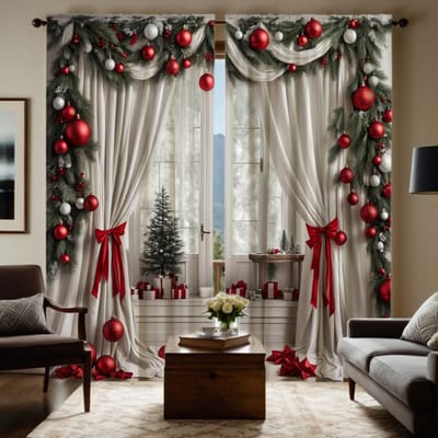 2-delige HD digitale witte strik decoratieve bloemenrank ballon gordijn Huisdecoratie stijl decoratie woonkamer slaapkamer roede cur W52H63inchW132H160cm white