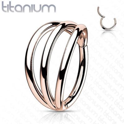 Piercing titanium high quality tripple hoop 1.2x10 - rose goud - LMPiercings