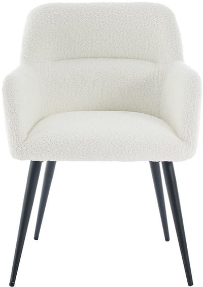 Vente-unique Set van 2 stoelen met armleuningen van boucléstof en zwart metaal - Wit - HEKA