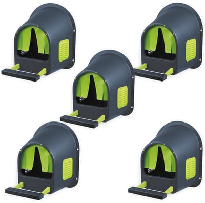 MyHens x Olba legnesten voor kippen in antraciet/limoengroen-5 STUKS-MyCozynest-legnest voor maximaal 5 kippen voor wandmontage-kippennest-pluimveennest