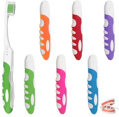 Set van 6 opvouwbare Reisp poetsers - Mini Tandborstels voor Camping en Reizen - Ergonomisch en Compact