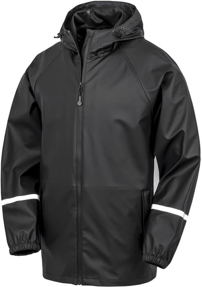 Result Prism PU Waterproof Jacket with Reflective Bands & Recycled Backing RT915 - Black - S