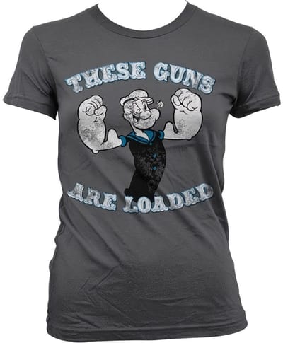 Popeye Dames Tshirt -S- These Guns Are Loaded Grijs