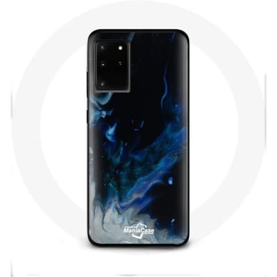 Case voor Samsung Galaxy S11 Plus Veelkleurige rookwolken van blauwgrijs en zwart op een zwarte achtergrond