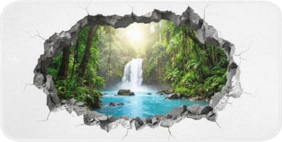 WC mat 120x60 cm - Antislip - Waterval - Doorkijkje - Natuur - Toiletmat - Vloermat - Douchemat - Toilet tapijt - Toiletmatten