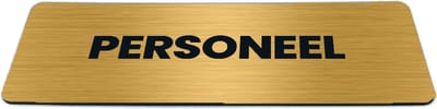 Deurbordje Goud-look met tekst personeel - Formaat 150 x 50 mm x 1,6 mm - Zelfklevend | Luxe uitstraling | Geborstelde Gouden toplaag | Gratis Verzending | Decoporta