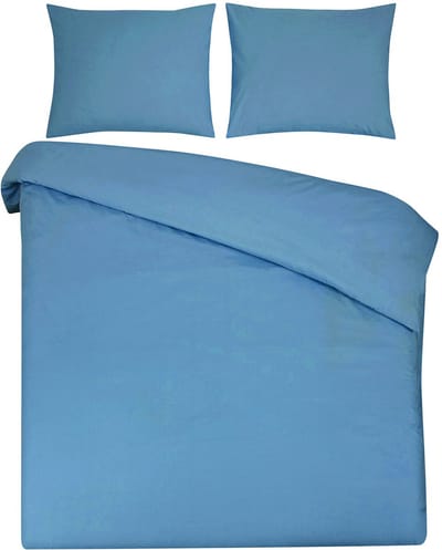 DoubleDry Dekbedovertrek 100% Natuurlijk Katoen - Eenpersoons 140x200/220 cm + 1 Kussensloop - Ademend & Zacht - Turquoise