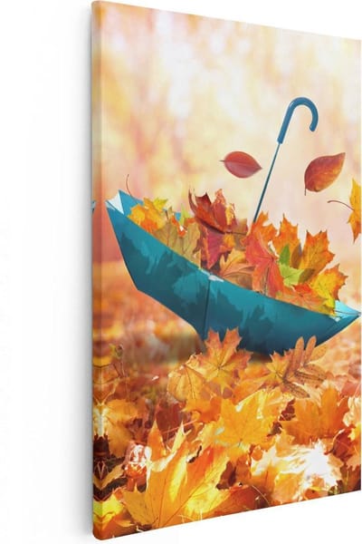 Artaza Canvas Schilderij Herfstbladeren - 20x30 cm - Klein - Wanddecoratie Herfst - Muurdecoratie Natuur - Kamer Accessoires