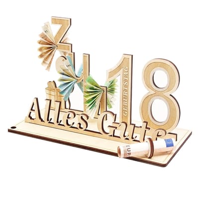 Geldgeschenk - Dailygoods- Geldcadeau 18e Verjaardag Houten Decoratie