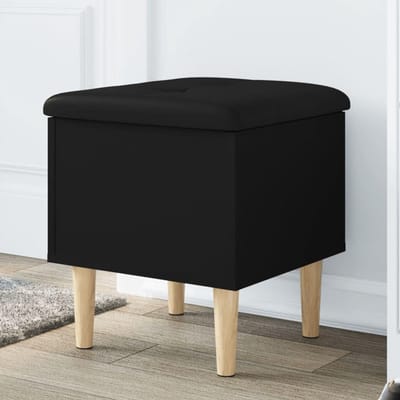 Zitbank met opbergruimte - Opbergbank - Ruimte Organiseren - Gewatteerd zitkussen - 42 x 46 x 42 cm - Zwart