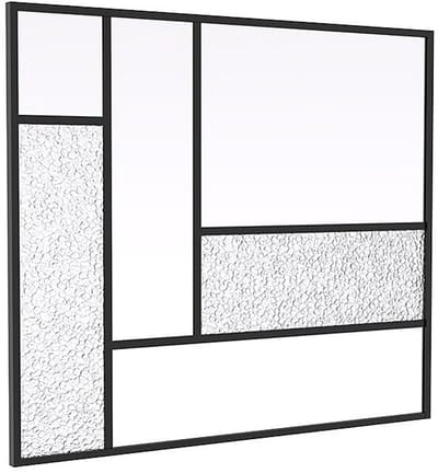 Vente-unique Asymmetrisch design glazen wand van gepoedercoat aluminium en getextureerd gehard glas - B150 x H130 - FAIRVIEW