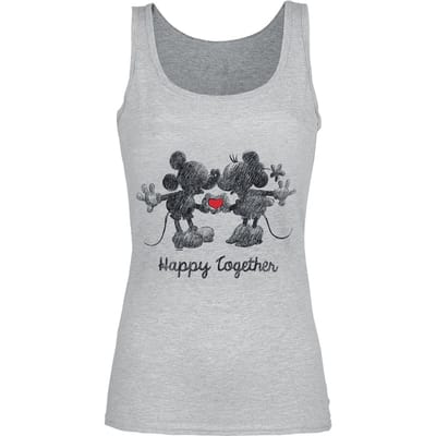 Mickey & Minnie Mouse - Disney Top - Happy Together - S tot XXL - voor Vrouwen - grijs gemêleerd