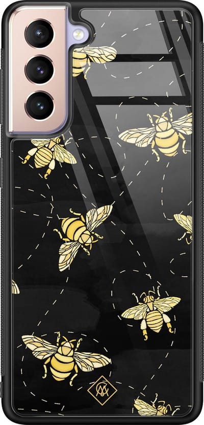 Casimoda® hoesje - Geschikt voor Samsung Galaxy S21 - Bee Yourself - Luxe Hard Case Zwart - Backcover telefoonhoesje - Zwart