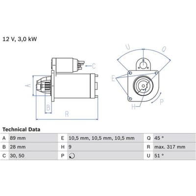 Starter BOSCH 0 986 019 020