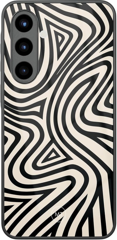 Hoesje geschikt voor Samsung Galaxy A56 - Groovy lines - Hard Case Zwart Back Cover - Print - Zwart - Mooie Telefoonhoesjes