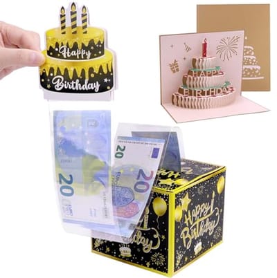 Verrassingsdoos voor Geldgeschenken met 3D Pop-Up Verjaardagskaarten - Creatieve Verjaardagscadeaus voor Familie en Vrienden