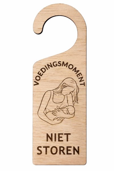 Houten Deurhanger "Voedingsmoment - Niet Storen" - 18x6 cm - Deurbordje Babykamer - Kraamcadeau - Privacy Bordje Borstvoeding - Duurzaam Hout