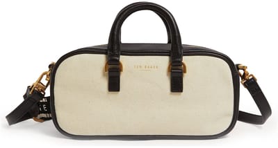 Ted Baker Leren handtas schoudertas Lauraly Elongated Canvas Boxy Top Handle Bag Natural beige