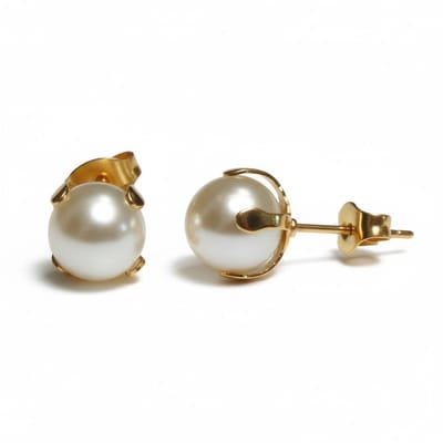 Aramat Jewels | Oorbellen | Goudkleurige Stalen Parel Oorbellen 8mm | | | |8mm | Staal | Kinderen, Volwassenen | Verkleurd niet