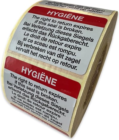 Hygiene Etiketten – 250 stuks 30x40mm – Retourpreventie Stickers Tamper Evident – FSC & Biobased – Made in the Netherlands