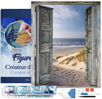 Figured'Art Diamond Painting set Volwassenen 40x50 cm met lijst Poort naar het strand - 5D DIY Art full drill vierkante diamant - Canvas al ingelijst