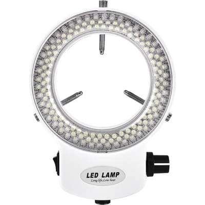 Caméra de microscope 144 LED Source lumineuse Luminosité réglable Lampe annulaire   (Noir) White