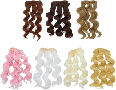 Cosensi - Poppen Krulhaarpruiken Set van 7 stuks | Hoge temperatuur vezels | Gemengde kleuren | DIY Poppen Haarmakerset