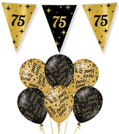 Paperdreams - Verjaardag 75 jaar feest pakket - zwart/goud - party-time - versiering
