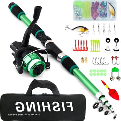 Complete Visset voor Kinderen, 1.8m Telescopische Hengel met Rollen en Aas, Ideaal voor Beginners van 3-10 Jaar, Perfecte Visaccessoires voor Jongens en Meisjes