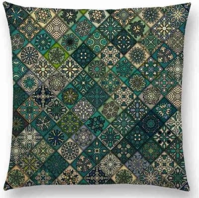 Mandala kussenhoes Aqua Flocks – DUBBELZIJDIG BEDRUKT - Soft Touch – 45x45 cm